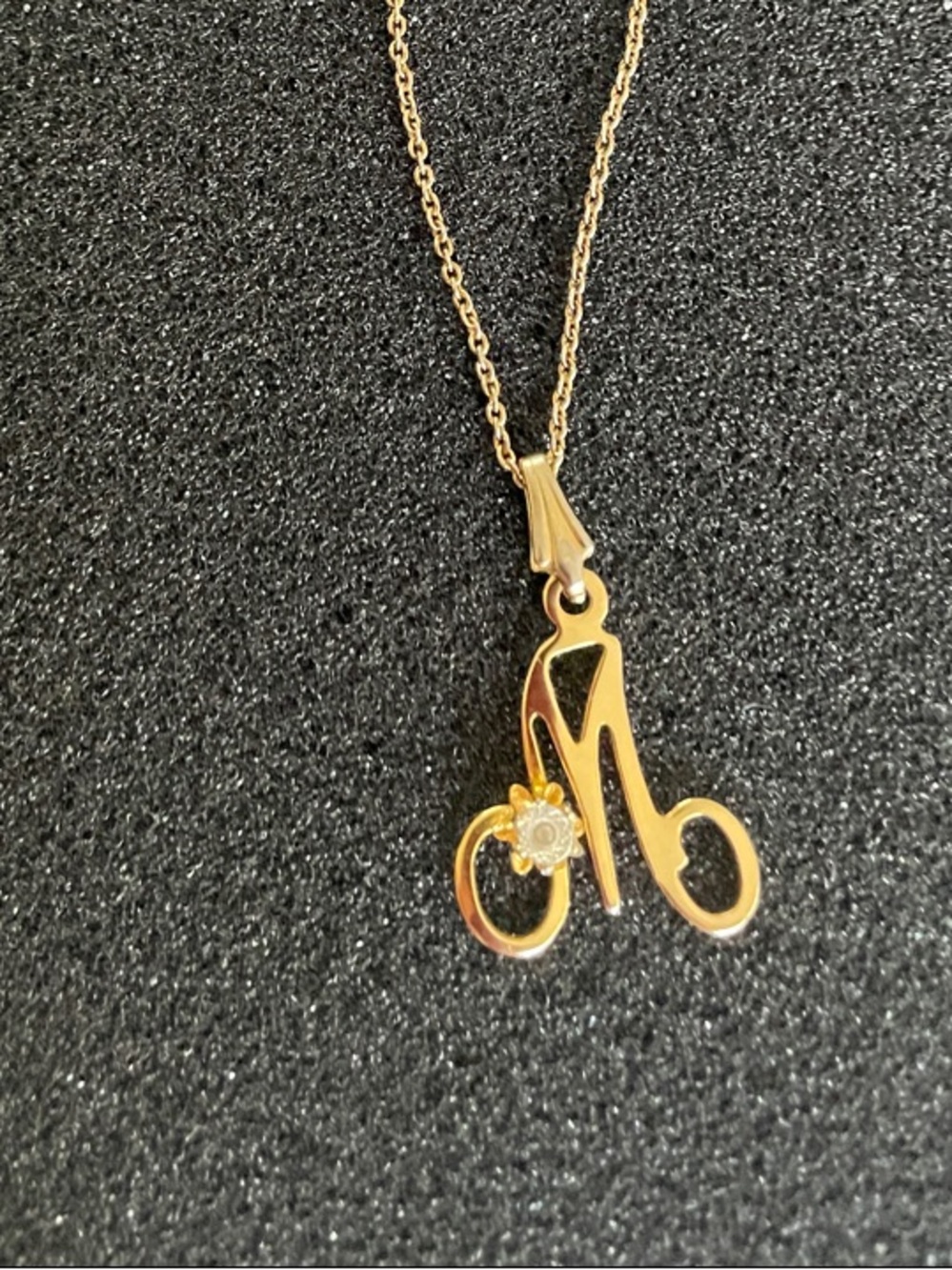 Source Unknown  'M' Initial Necklace with Floral Accent